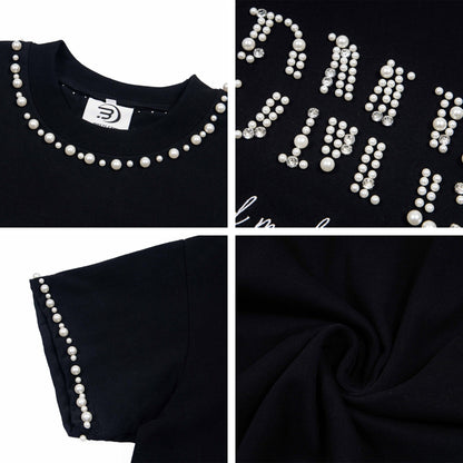 UNIKCOSA PearlEdge Heavy Beaded Oversized T-Shirt for Men 💠 (Unisex Fit)