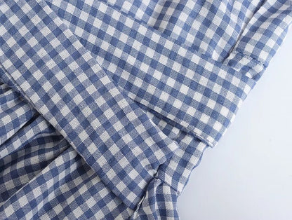 UNIKCOSA Velora Round Neck Sleeveless A Line Check Dress 💫