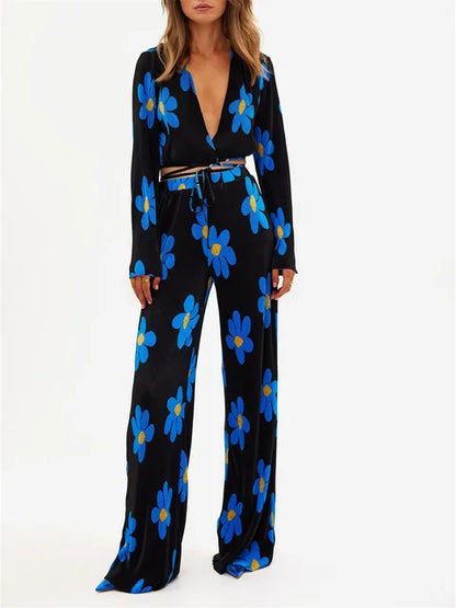 UNIKCOSA BloomEase Floral Pleated Two-Piece Set for Women 🌺