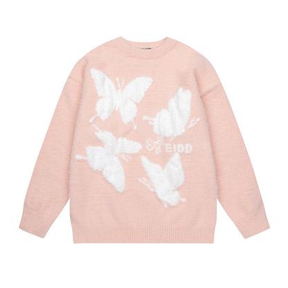 UNIKCOSA LuxeEase Butterfly Jacquard Knit Sweater 💫