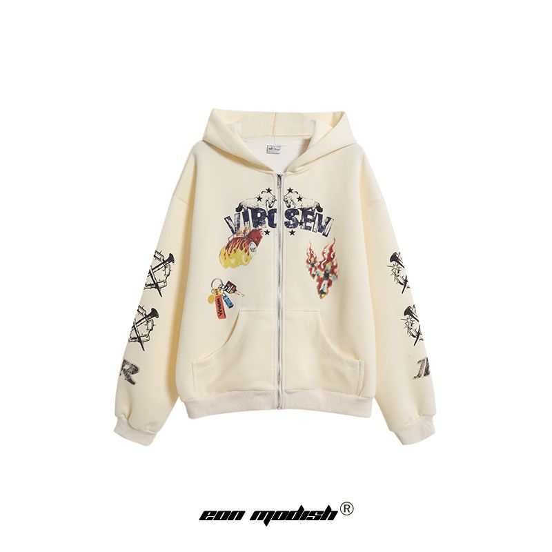 UNIKCOSA UrbanSoul Street Style Pattern Hoodie Cardigan 💫