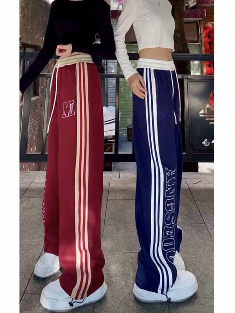 UNIKCOSA UrbanSoul High-Waist Alphabet Stripe Sweatpants 💫