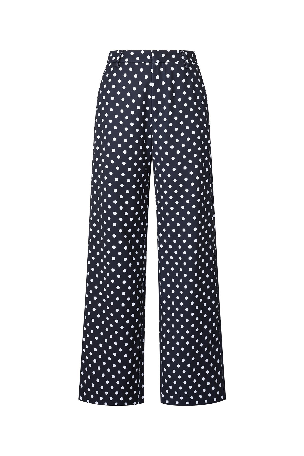 Woven Polyester Fiber Women's Straight Pants Elegant Polka Dots