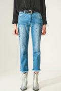 Ripped embellished jeans in lightwash