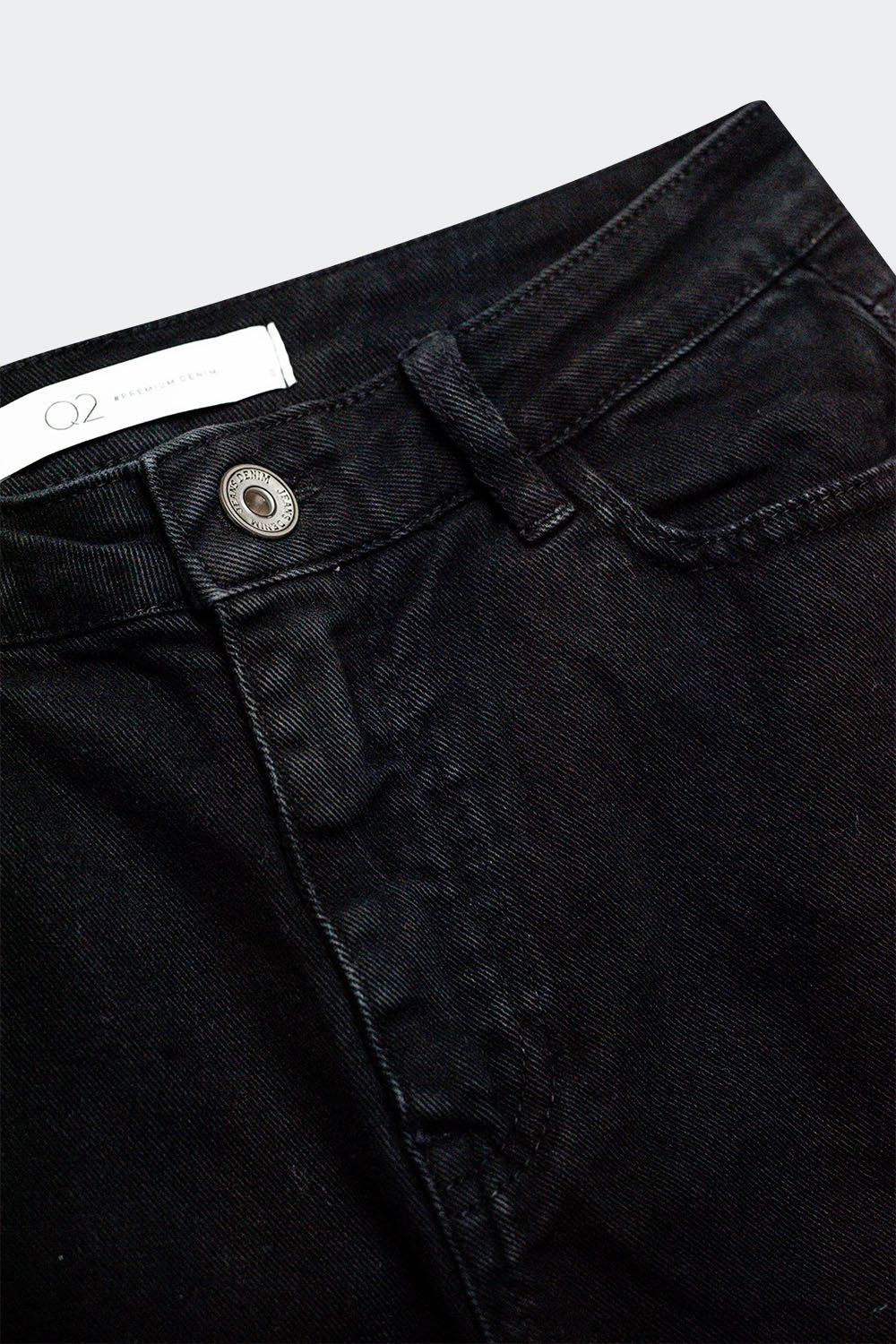 Cotton blend wide leg jeans in black