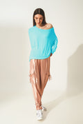 Long sleeve top in modal blue