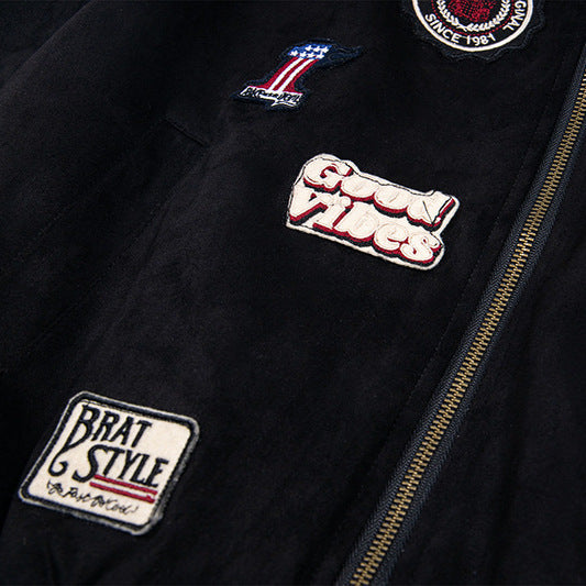 UNIKCOSA Velora SuedeCraft Jacket Retro Embroidered Zip 💫