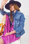 Denim jacket in light blue wash with sequin detail