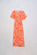 maxi orange flower print dress