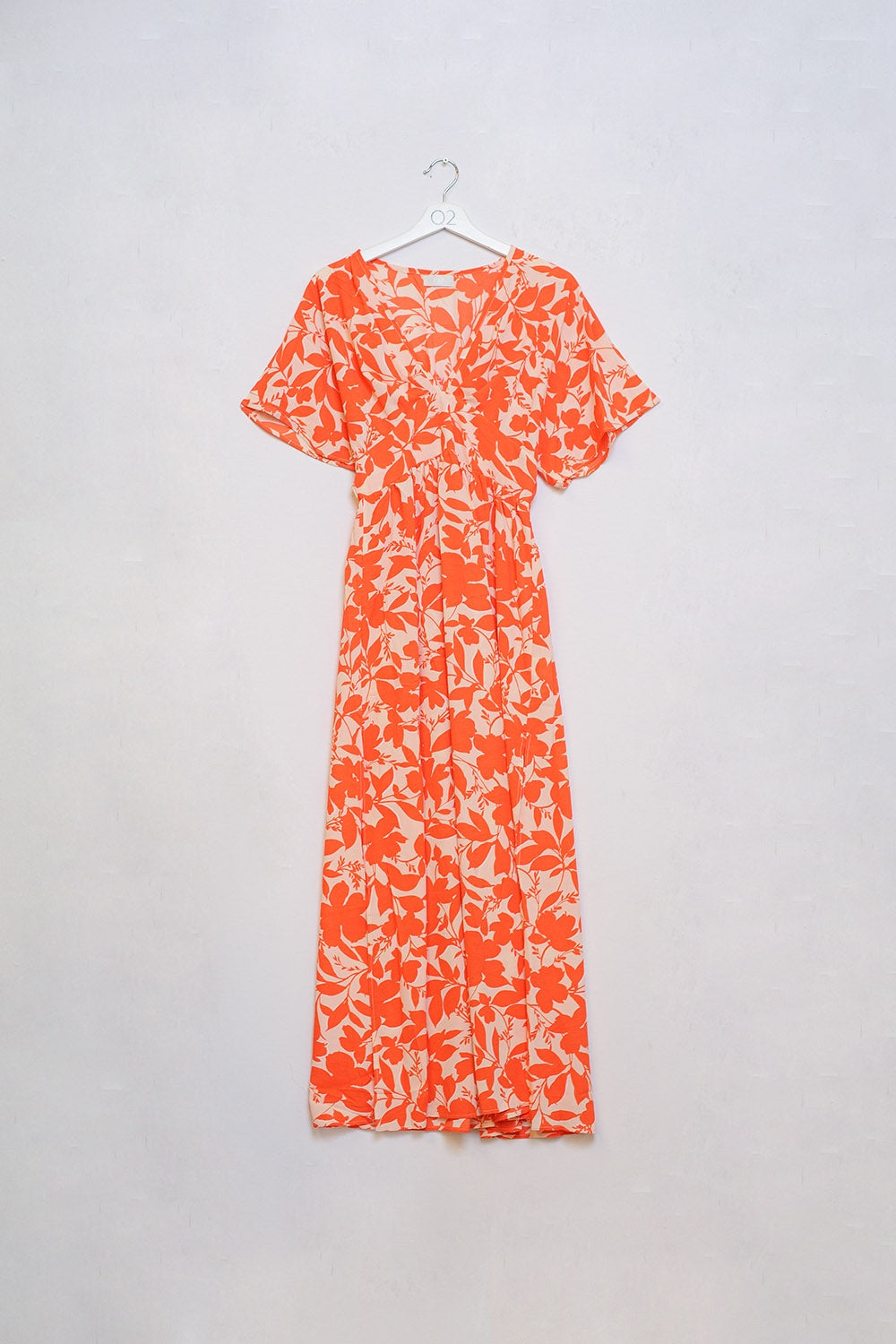 maxi orange flower print dress