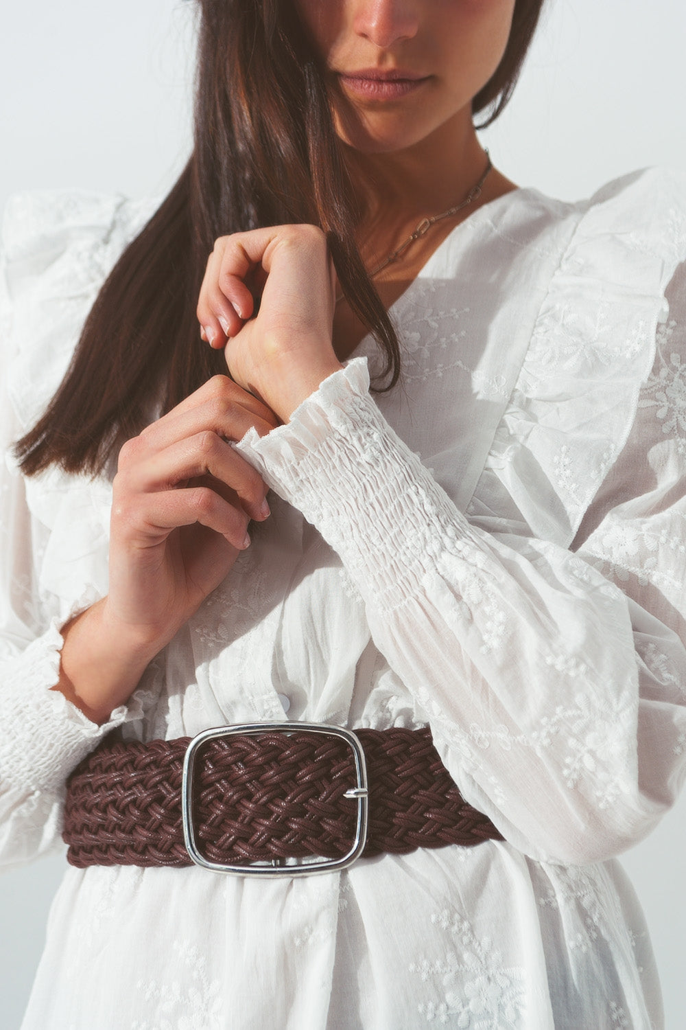 Floral Ruffle Mini Dress in White