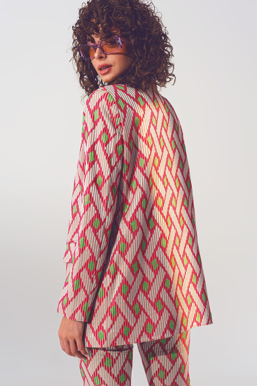 Blazer in pink geometric print — view 2 of 6