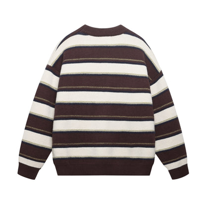 UNIKCOSA Velora Letter Embroidery Striped Pullover Sweater 💫