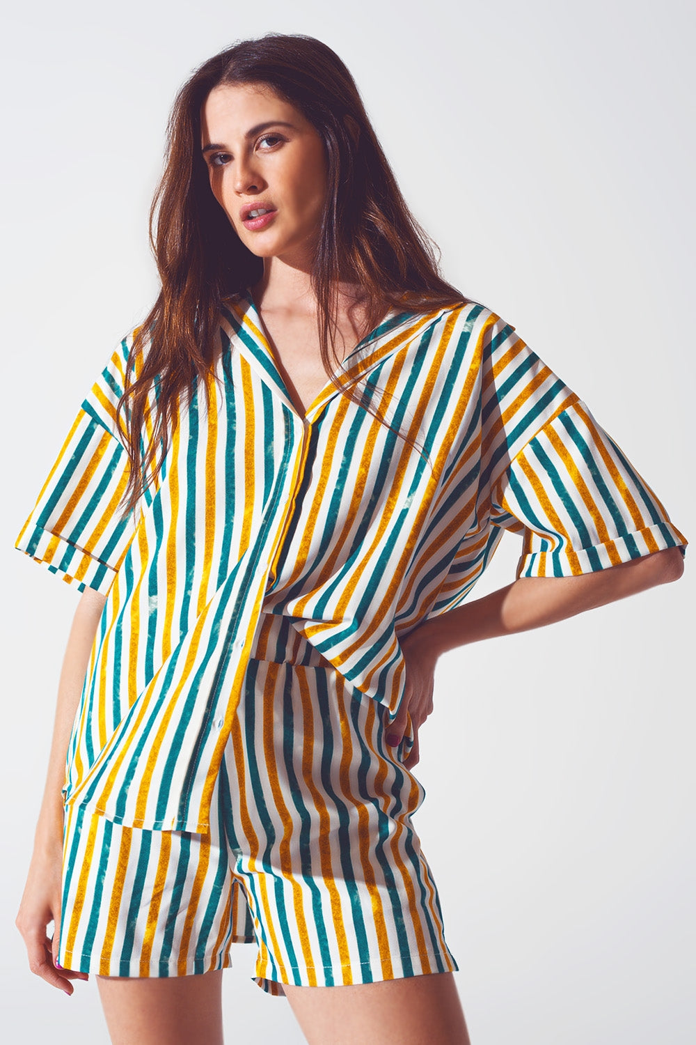 Relaxed shirt in green stripe