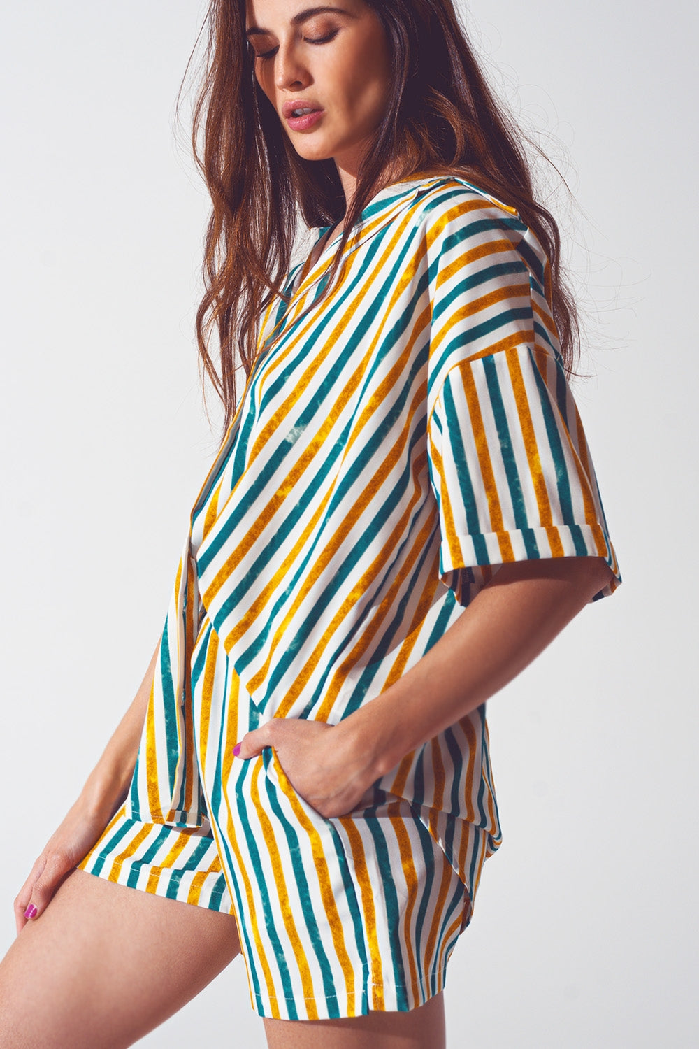 Relaxed shirt in green stripe
