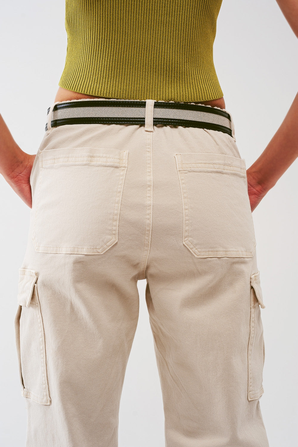 Cargo Pants with Tassel ends in Sand