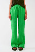 Loose Fit Striped Pants in Green