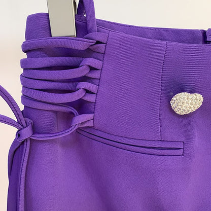 UNIKCOSA Velora Diamond Heart Button Bow Suit Coat Skirt 🌸