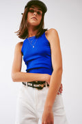 Knitted tank top in Blue