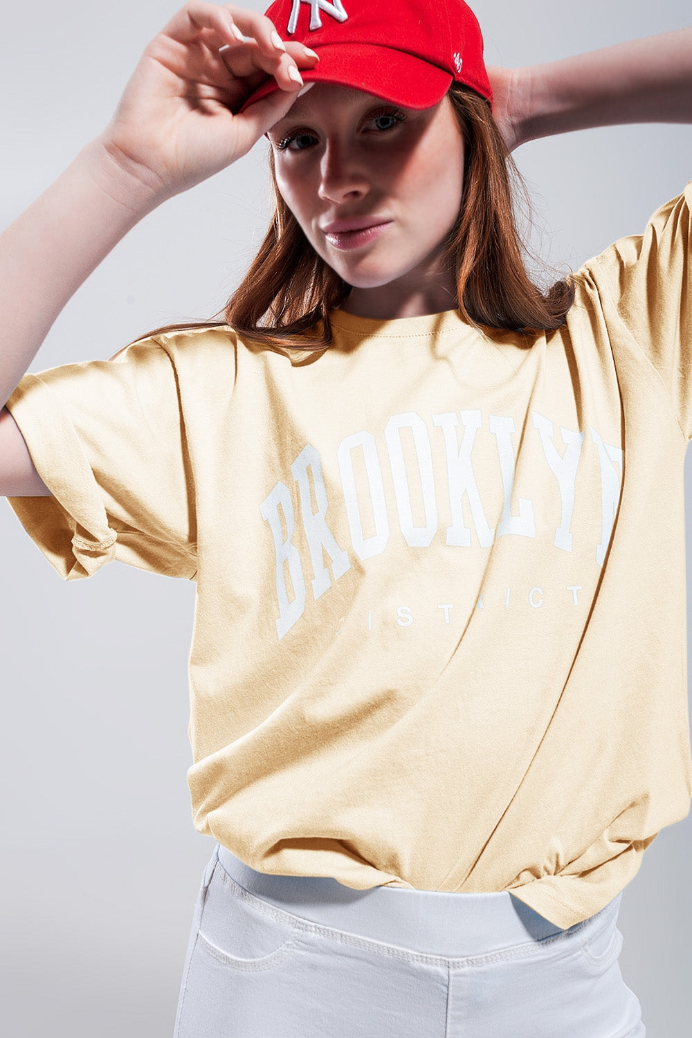 T-Shirt with Brooklyn District Text in yellow