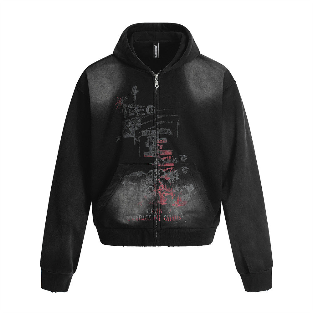 UNIKCOSA UrbanSoul RebelFuzz Hoodie Tie-Dye Distressed 💫