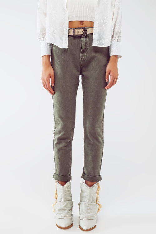 Basic Skinny Jeans in Army Green — view 1 of 5