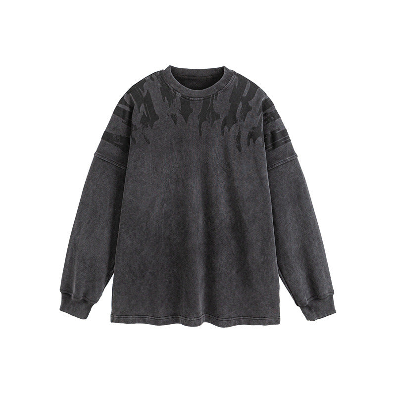 UNIKCOSA Velora Washed Letter Print Crew Neck Sweatshirt 💫