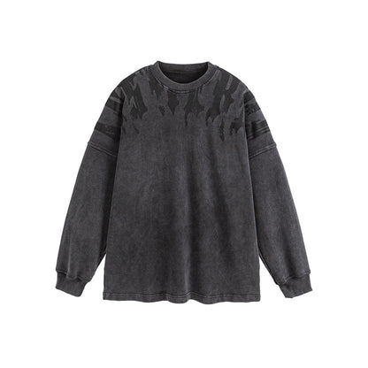 UNIKCOSA Velora Washed Letter Print Crew Neck Sweatshirt 💫