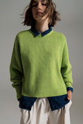 green chunky knitted relaxed Jumper