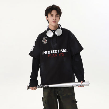 UNIKCOSA NoirFit Embroidered Polo Collar Hoodie Classic 🖤