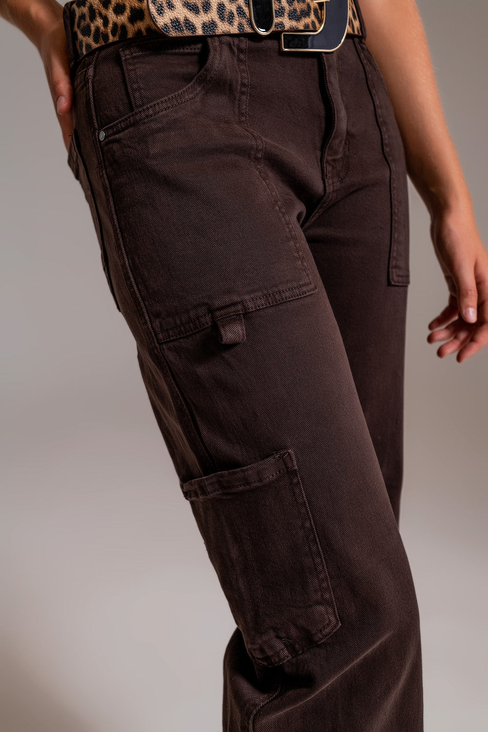 Straight Leg Cargo Pants in brown