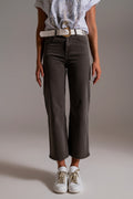 Cropped wide leg jeans in grey