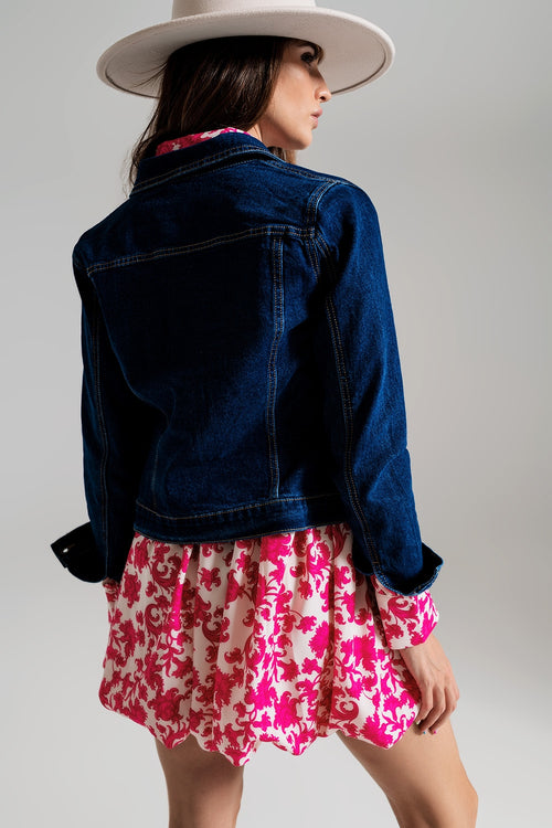 Basic Stretch Denim Jacket in Dark Wash — view 2 of 7