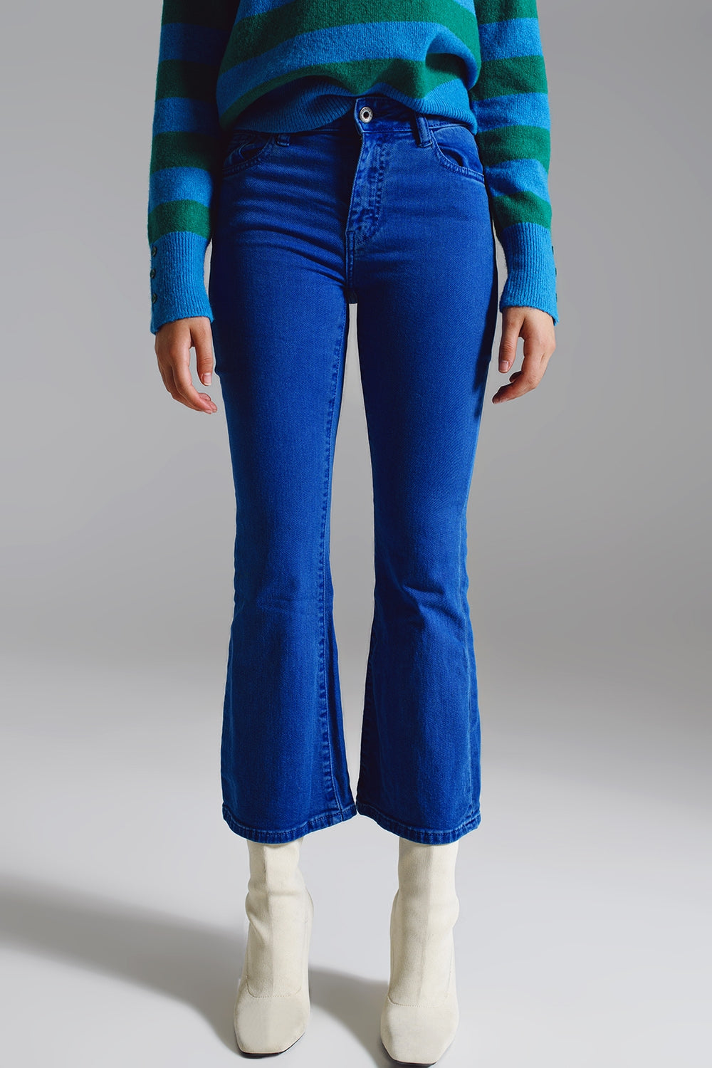 High waist flair jeans in blue