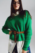 Relaxed waffle knit jumper in bright green