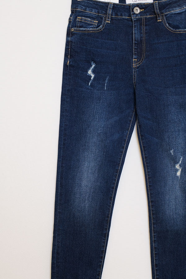 Distressed Dark Wash super Skinny Jeans In Stretch Denim