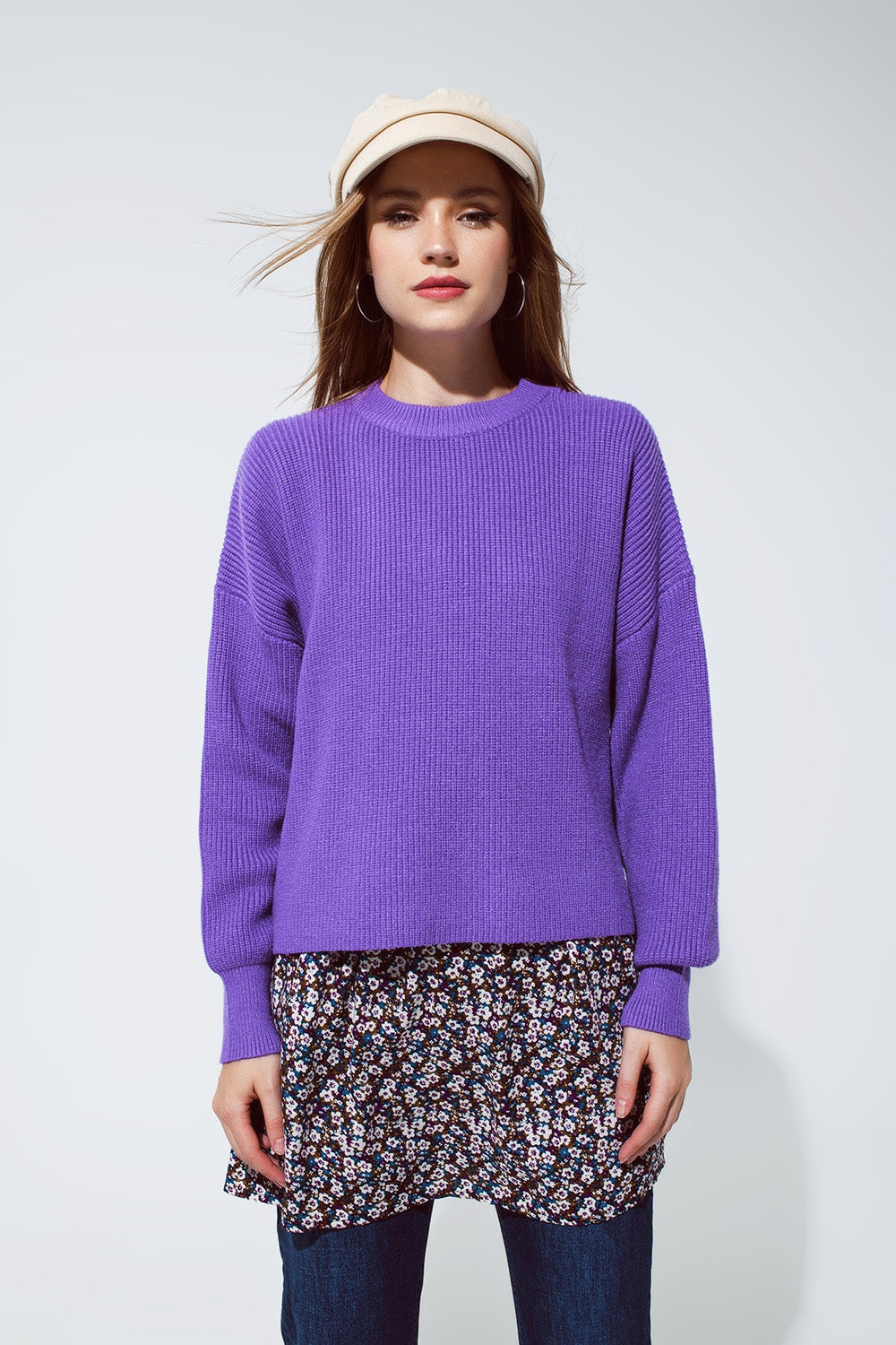 purple chunky knitted relaxed Jumper