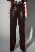 Straight Leg Sequin Pants in Black