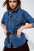 oversized denim jacket with cargo pockets