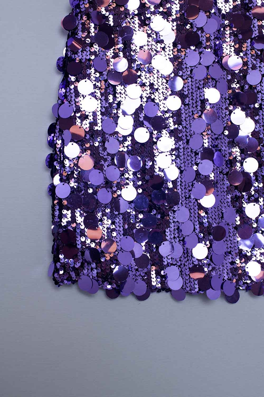 Big sequin mini skirt in purple