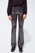 Metallic fabric flare Leggings in silver