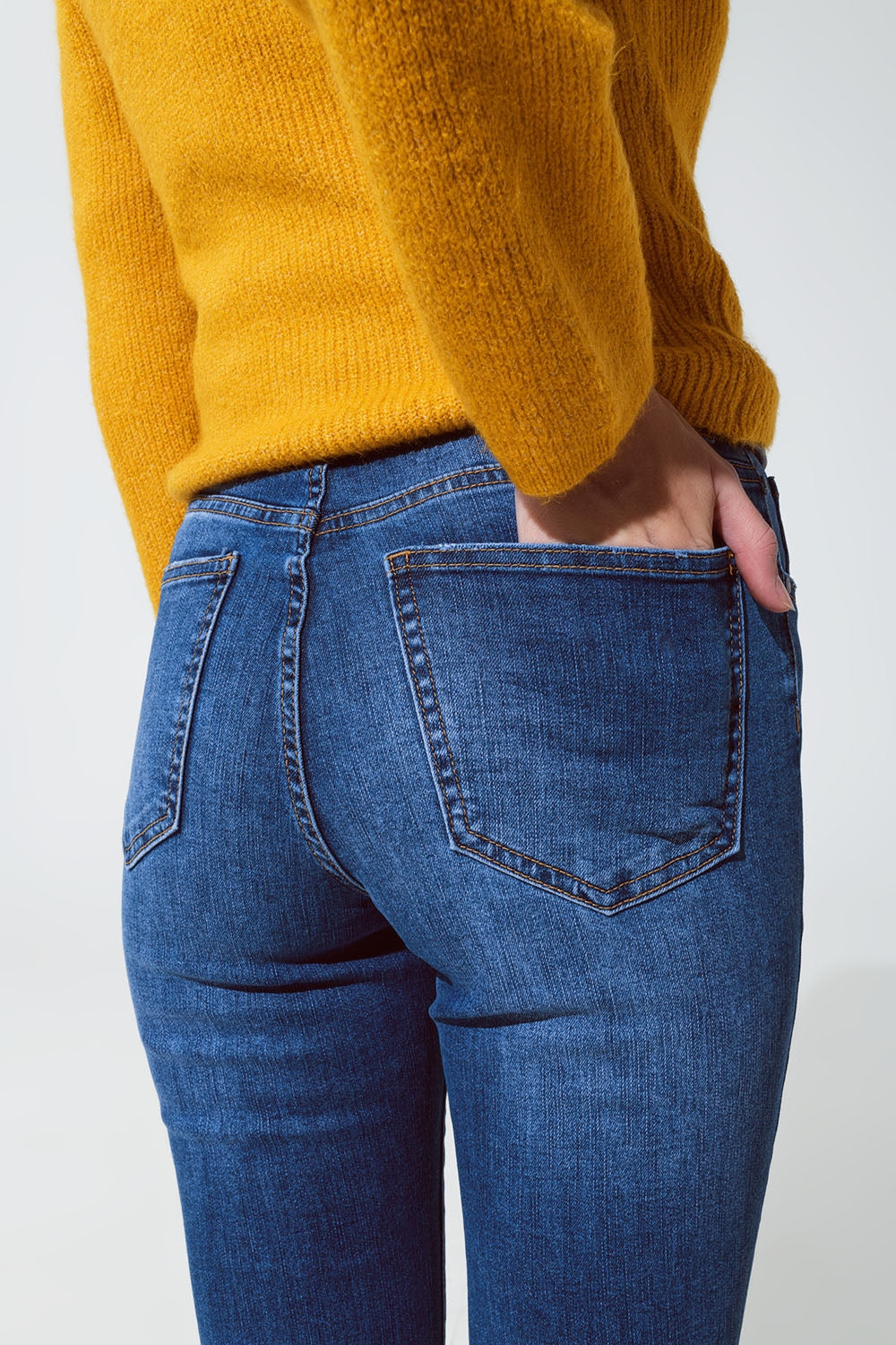 Medium blue skinny flared jeans