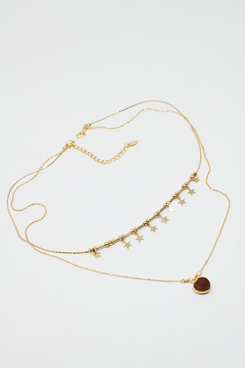 2 in 1 Necklace with Star and Heart Charms