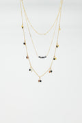 3 in 1 Necklace With Multicolor Beads and Golden Details