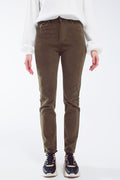 skinny cord pants in olive green