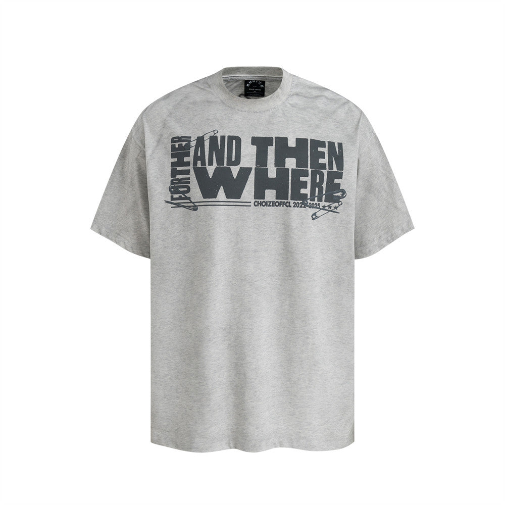 UNIKCOSA UrbanSoul Letter Print Washed Short Sleeve Tee 💫