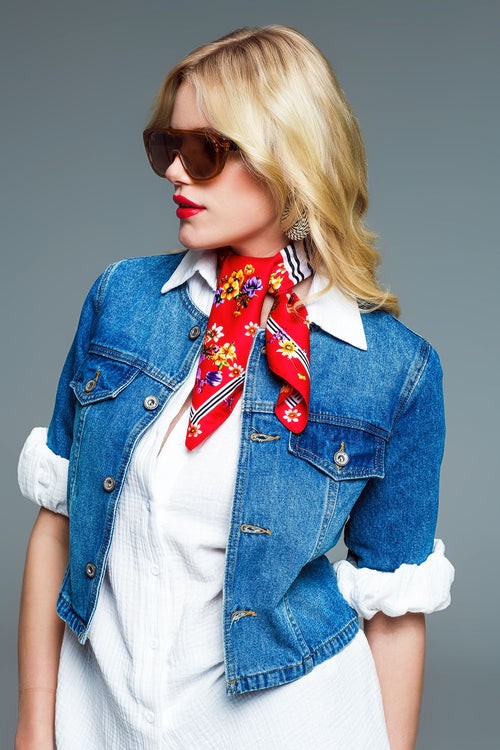 Cropped Denim Jacket CH Style In Mid Wash — view 2 of 8