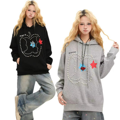 UNIKCOSA RetroMuse Nail Bead Design Hoodie Sweatshirt 🌆