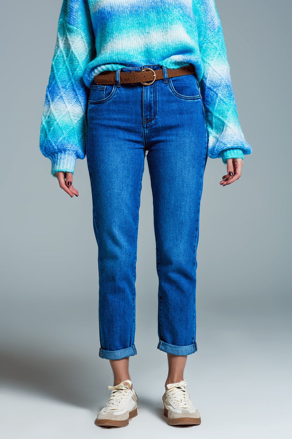 Basic Skinny Leg Jeans In Stretch Denim In Mid Wash