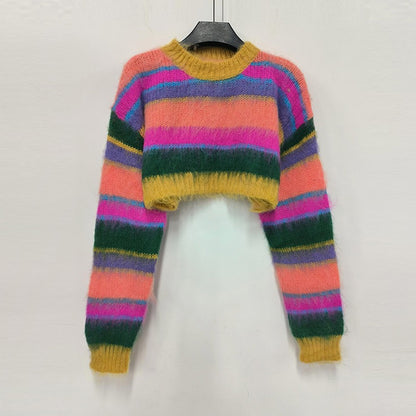 UNIKCOSA ColorMuse Contrast Knit Top & A-Line Skirt Set for Women 🌈